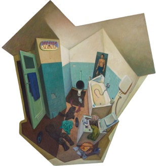 Shaped painting ' Portrait of a Single Man' by Paul Critchley
