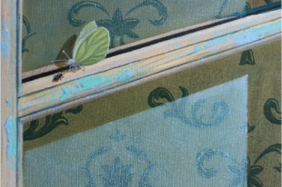 Triptych, The Life Outside, oil painting, open detail