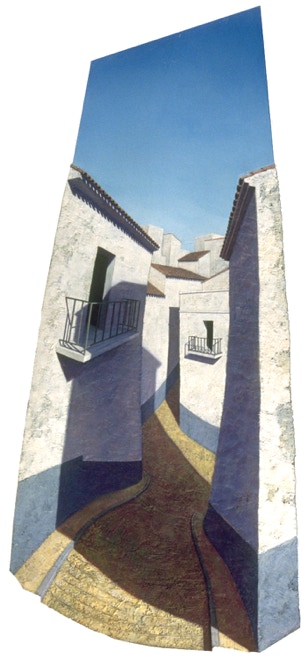 Shaped painting by Paul Critchley, 'Deserted Streets' 