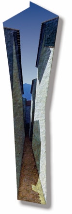 Narrow Street,  shaped oil painting by Paul Critchley