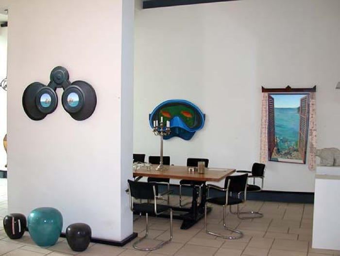 gallery view with paintings by Paul Critchley In Dutch-Art Gallery, Rotterdam