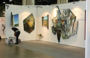 Stand view Paul Critchley's shaped paintings at ArtHelsinki 2012