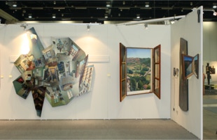 Stand view Paul Critchley's shaped paintings at ArtHelsinki 2012