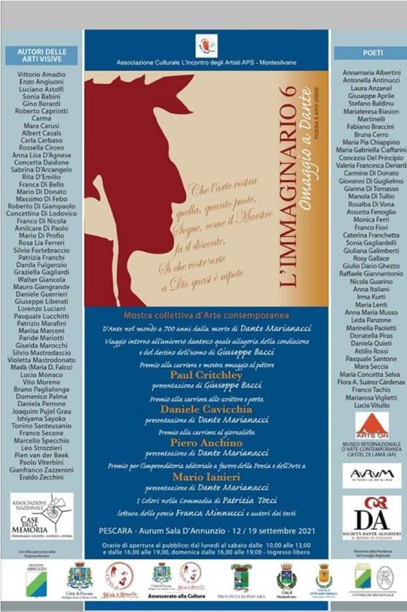 Banner for the exhibition 'Limmaginario 6 - omaggio a Dante'