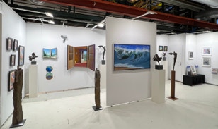 Stand view, Paul Critchley's paintings at the Affordable Art Fair Amsterdam, with Galerie Honingen