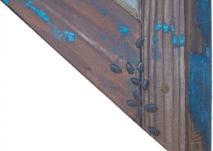 Triptych, The Life Outside, oil painting, open detail