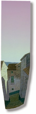 Green Door, shaped oil painting by Paul Critchley