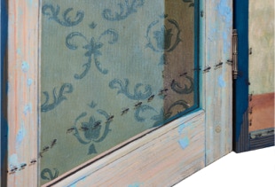 Triptych, The Life Outside, oil painting, open detail