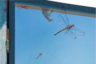 Triptych, The Life Outside, oil painting, open detail