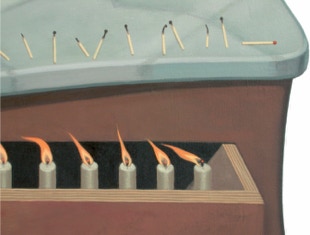 Shaped painting 'The Time Has Come' by Paul Critchley, detail