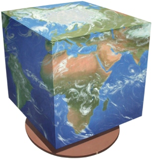 shaped painting 'Global Perspective' by Paul Critchley ~ 127 X 122 cm - oil on canvas on hardboard