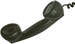 The Music Room Installation, detail of the painted telephone receiver by Paul Critchley