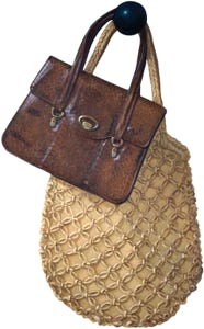 shaped painting of two handbags
