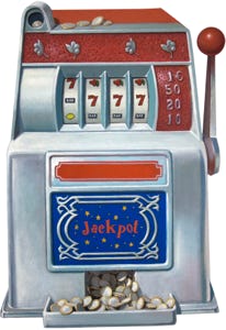 shaped painting of a slot machine