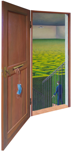 Shaped oil painting by Paul Critchley