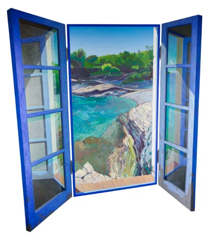 Oil painting by Paul Critchley, Triptych, 122 x 155 cm
