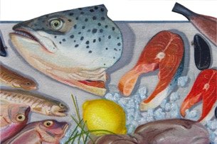 Shaped painting 'The Unschooled School' by Paul Critchley,detail