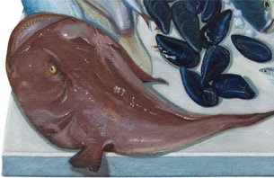 Shaped painting 'The Unschooled School' by Paul Critchley,detail