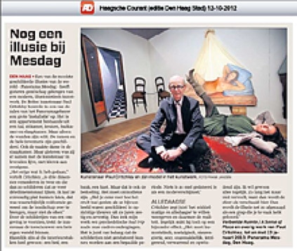 Photo of the newpaper article in the AD Haagsche Courant 12th October 2012 by Frank Jansen about the exhibition A Sense Of Place at the museum Panorama Mesdag