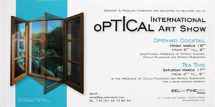 invitation card for exhibition 'Optical International Art Show'