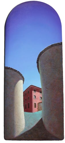 Shaped oil painting by Paul Critchley