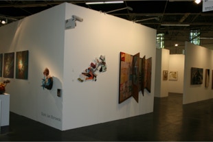 Art.Fair Cologne 2013 view of the stand with paintings by Paul Critchley and Michael  Downs