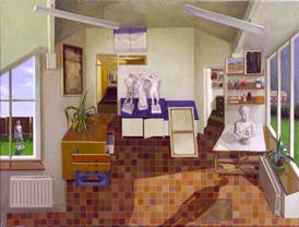 There are two paintings available from 1983, they are day and night views of my father's studio.