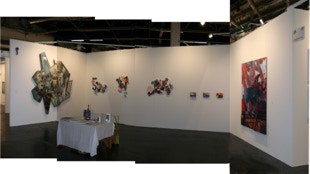 Art.Fair Cologne 2013 view of the stand with paintings by Paul Critchley, Sasja Hagens and Michael  Downs